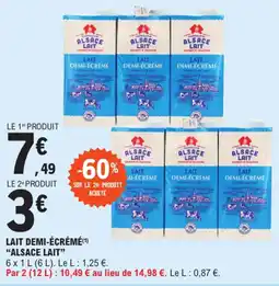 E.Leclerc Express Lait demi-écrémé(1) "alsace lait" offre