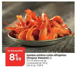Gambas entières cuites réfrigérées (Penaeus Vanamei)