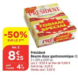 Bi1 Président Beurre doux gastronomique (B) offre