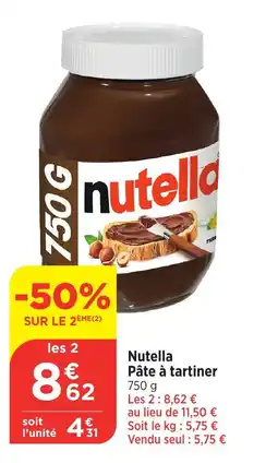 Bi1 Nutella Pâte à tartiner offre