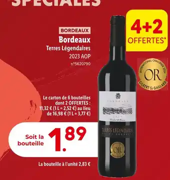 Lidl TERRES LÉGENDAIRES Bordeaux offre