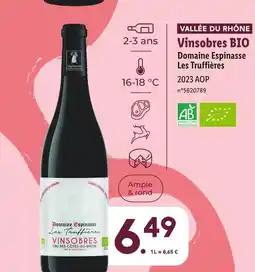 Lidl Domaine Espinasse Les Truffières VALLÉE DU RHÔNE Vinsobres BIO offre