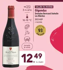 Lidl Domaine Bertrand Stehelin Les Blâches VALLÉE DU RHÔNE Gigondas offre