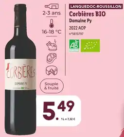 Lidl Domaine Py LANGUEDOC-ROUSSILLON Corbières BIO offre