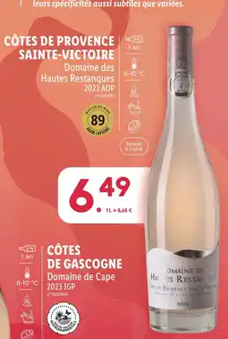 Lidl Domaine des Hautes Restanques CÔTES DE PROVENCE SAINTE-VICTOIRE offre