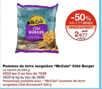 Monoprix McCain Pommes de terre surgelées Côté Burger offre