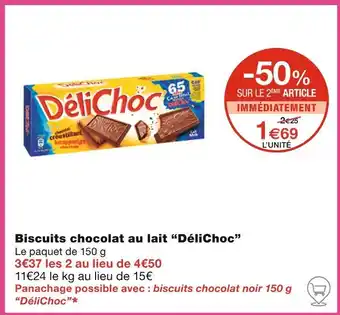 Monoprix DéliChoc Biscuits chocolat au lait offre