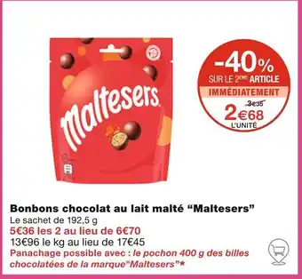 Monoprix Maltesers Bonbons chocolat au lait malté offre