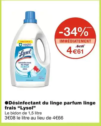 Monoprix Lysol ●Désinfectant du linge parfum linge frais offre