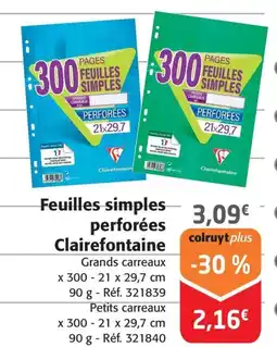 Colruyt Feuilles simples perforées Clairefontaine offre