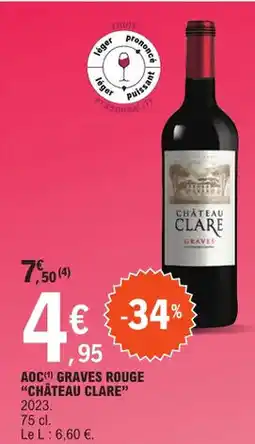 E.Leclerc Aoc(1) graves rouge "château clare" offre