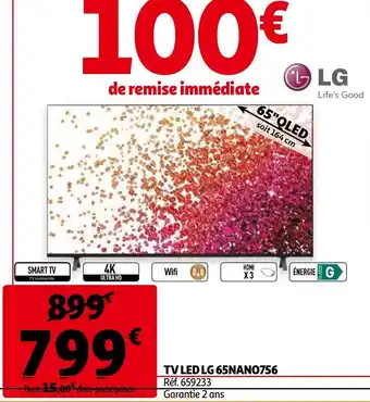 Auchan TV Led LG 65NANO756 offre