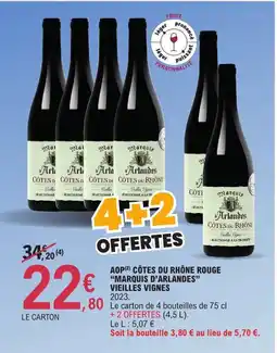 E.Leclerc Aop(²) côtes du rhône rouge "marquis d'arlandes" vieilles vignes offre