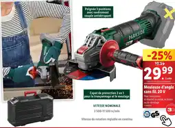 Lidl PARKSIDE Meuleuse d’angle sans fil, 20 V offre