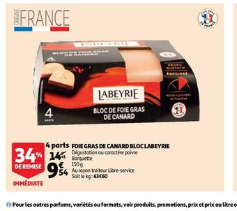Auchan Labeyrie foie gras de canard bloc offre