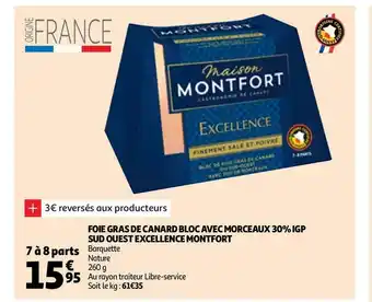 Auchan Montfort foie gras de canard entier igp sud ouest offre