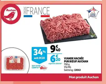 Auchan Auchan viande hachée pur bœuf offre
