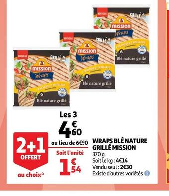Auchan Mission wraps blé nature grillé offre