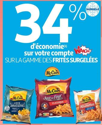 Auchan Mc cain bon plan sur la gamme des frites surgelées de la marque mc cain offre