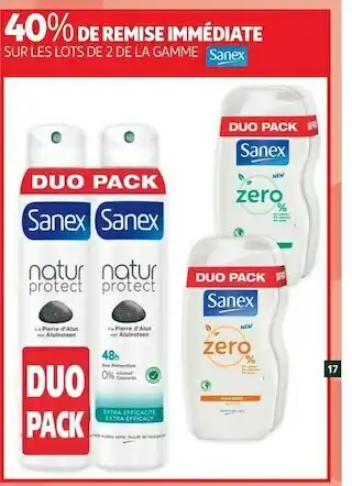 Auchan Sanex bon plan sur les lots de 2 de la gamme sanex offre