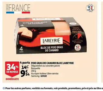 Auchan Labeyrie foie gras de canard bloc offre