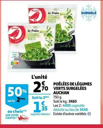 Auchan Auchan poêlées de légumes verts surgelées offre