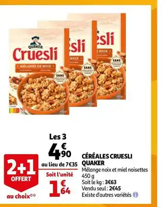 Auchan Quaker céréales cruesli offre