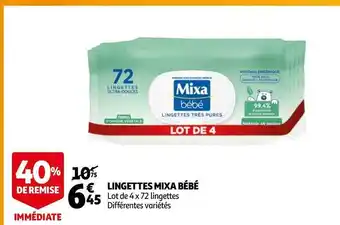 Auchan Mixa bébé lingettes offre