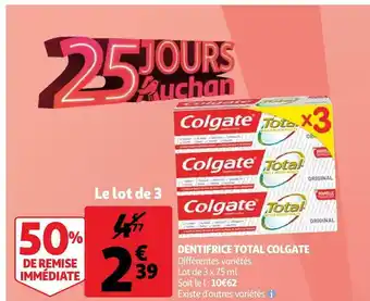 Auchan Colgate dentifrice total offre