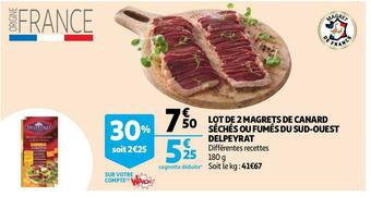 Auchan Delpeyrat lot de 2 magrets de canard séchés ou fumés du sud-ouest offre