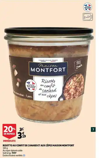 Maison montfort risotto au confit de canard et aux cĂšpes