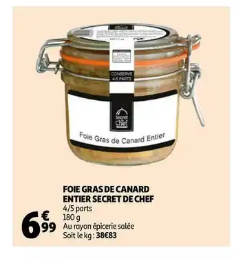 Auchan Secret de chef foie gras de canard entier offre