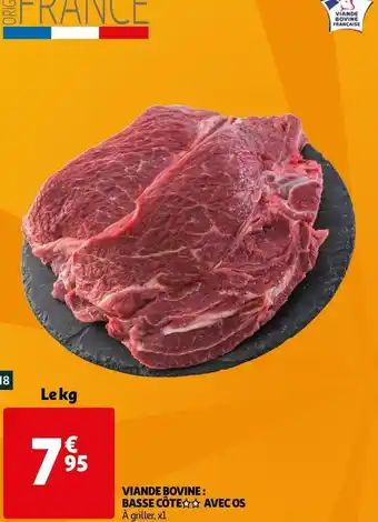 Auchan Viande bovine : basse côte avec os offre