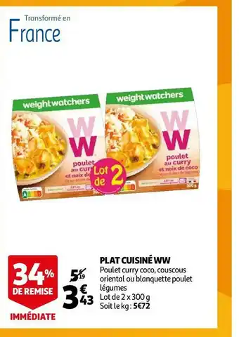 Auchan Ww plat cuisiné offre