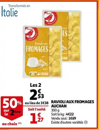 Auchan Auchan ravioli aux fromages offre