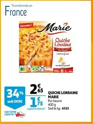 Auchan Marie quiche lorraine offre