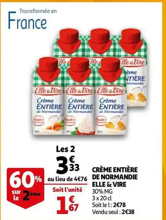 Auchan Elle & vire crème entière de normandie offre