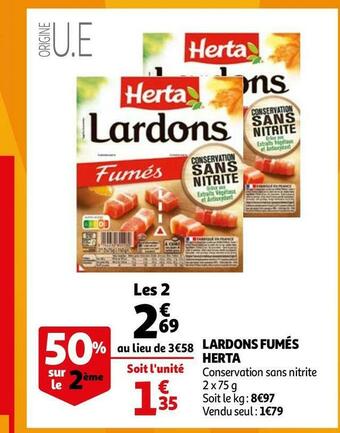 Auchan Herta lardons fumés offre