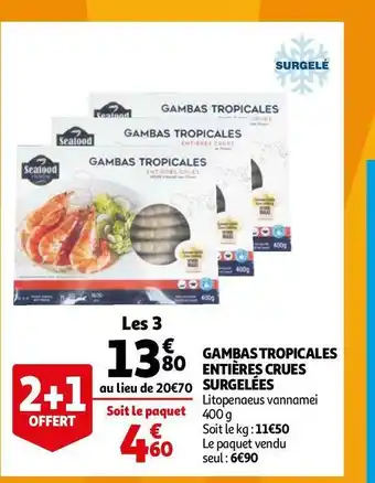 Auchan Seafood gambas tropicales entières crues surgelées offre