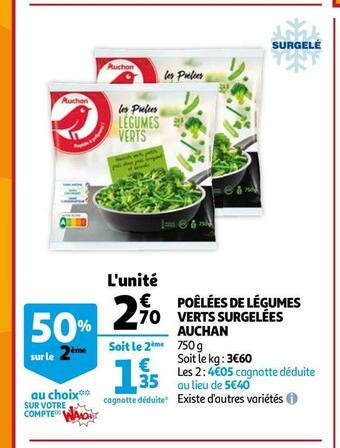 Auchan Auchan poêlées de légumes verts surgelées offre