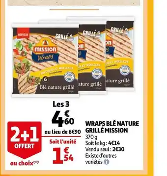 Auchan Wraps blé nature grillé mission offre