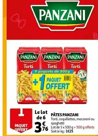 Auchan Panzani pâtes offre