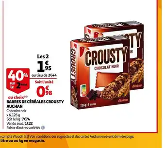Auchan Auchan barres de céréales crousty offre