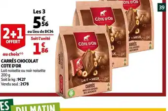 Auchan Cote d'or carrés chocolat offre