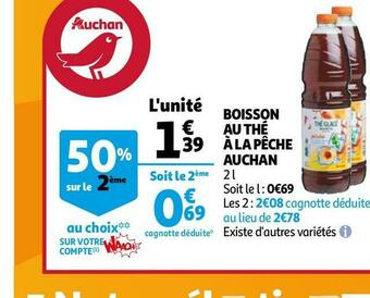 Auchan Auchan boisson au thé à la pêche offre