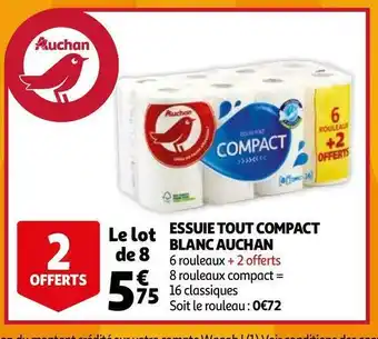 Auchan Auchan essuie tout compact blanc offre
