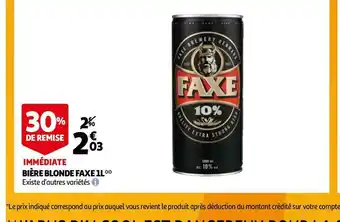 Auchan Faxe bière blonde 1l offre