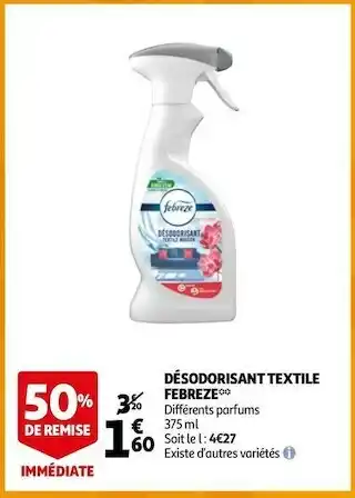 Auchan Febreze désodorisant textile offre