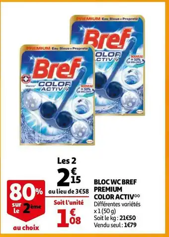 Auchan Bref bloc wc premium color activ* offre