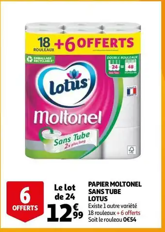 Auchan Lotus papier moltonel sans tube offre